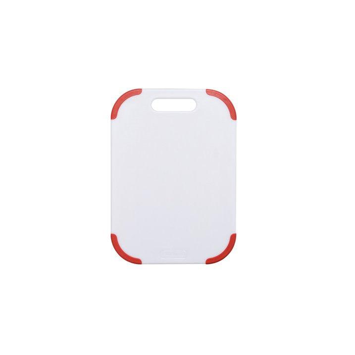 Farberware Classic 10-inch x 14-inch White Poly Cutting Board with Red Nonslip Corners